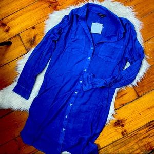 Style Envy Blue long sleeve button up dress